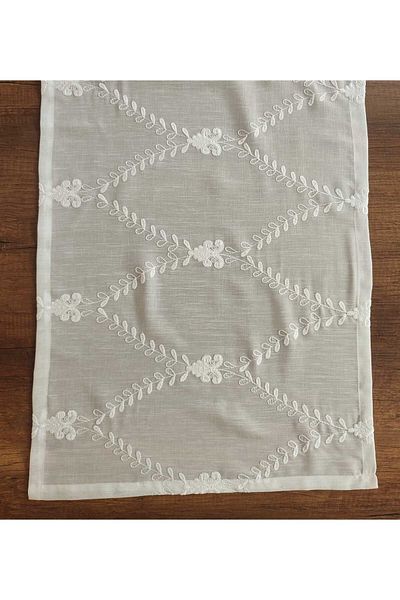 PİKKO HOME 45*152 εκ. Κρεμ χρώματος κεντημένο λεπτό πολυεστερικό τούλι (R)
