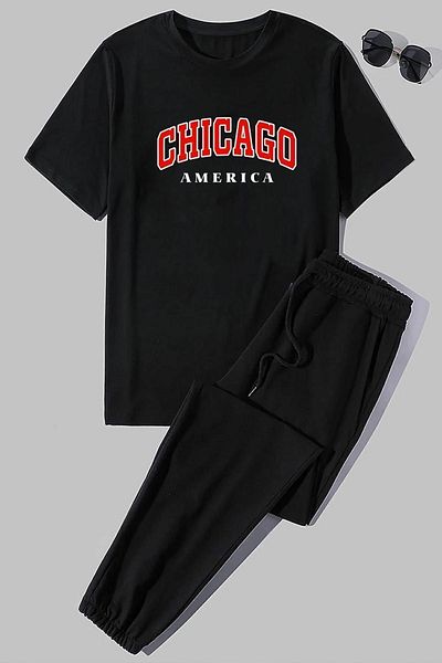 uyguntarz Σετ φόρμας 2 τεμαχίων Unisex Chiago Printed