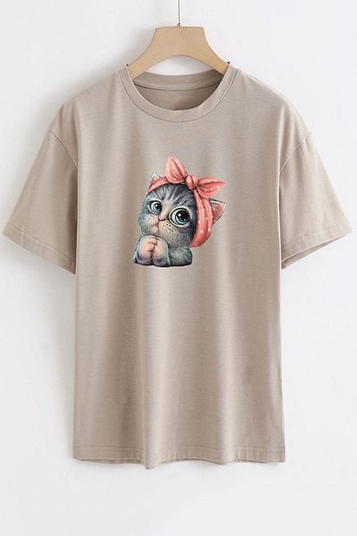 uyguntarz Unisex-T-Shirt mit süßem Katzen-Design