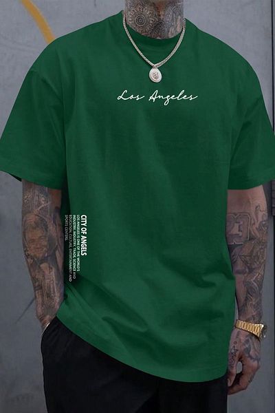 uyguntarz Ανδρικό μπλουζάκι Los Angles με στάμπα Oversize