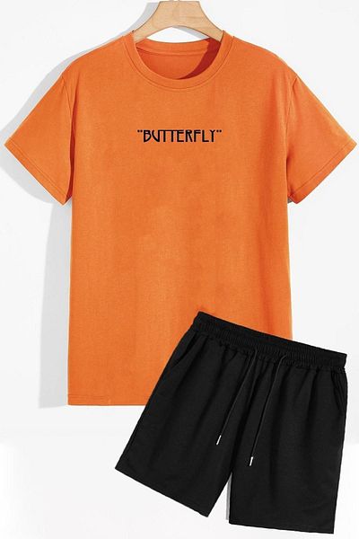 trendypassion Shorts-T-Shirt-Trainingsanzug-Set mit Schmetterlings-Rückendruck