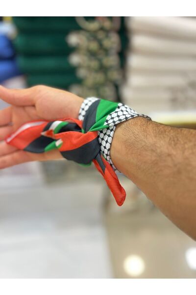 hicazavm Filistin bayraklı fular keffiye şal eşarp