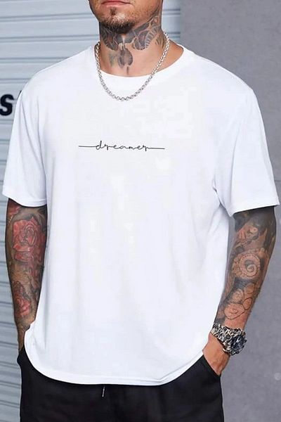 uyguntarz Übergroßes T-Shirt mit „Dreamer“-Print für Herren
