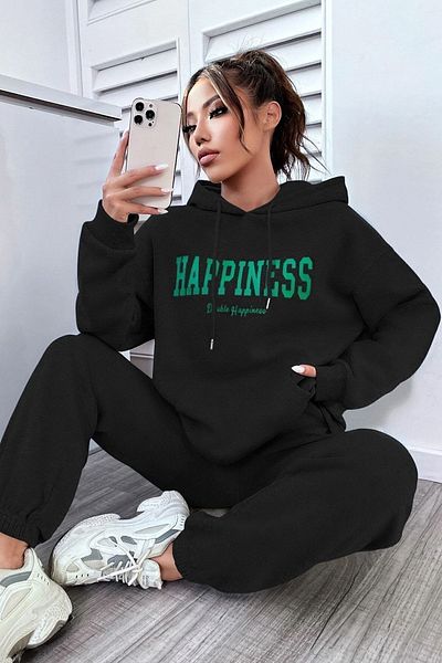 uyguntarz Bedrucktes Unisex-Trainingsanzug-Set „Happiness“.