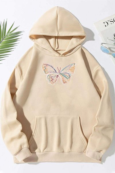 uyguntarz Unisex φούτερ με στάμπα πεταλούδας