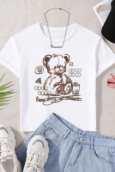 uyguntarz Παιδικό Teddy Bear εμπριμέ βαμβακερό μπλουζάκι