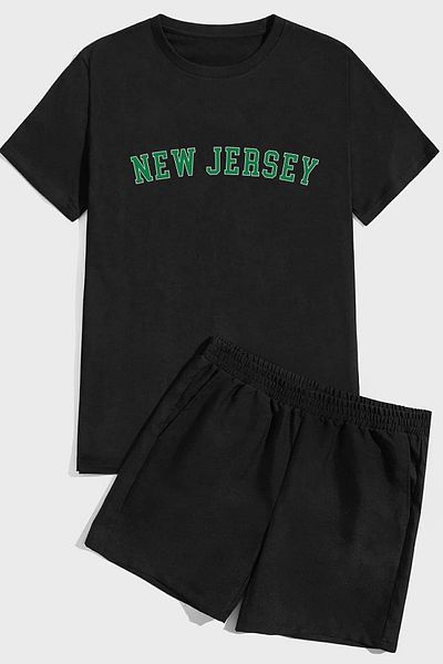 uyguntarz Σετ σορτς New Jersey print