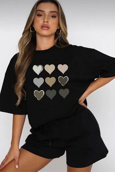 uyguntarz Shorts-Set mit Herz-Print