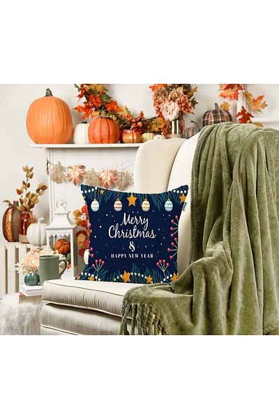 Sakallı New Year Pattern 3D Digital Printed Decorative Throw Pillow Cover