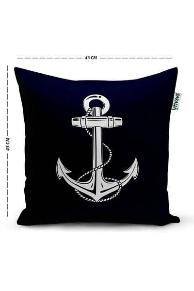 Sakallı Anchor Patterned 3D Printed Decorative Throw Pillow Cover