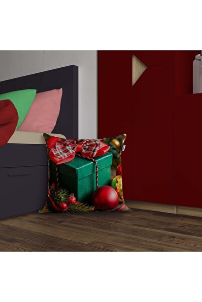 Sakallı Christmas Themed 3D Printed Decorative Throw Pillow Cover