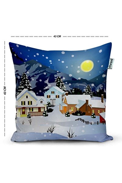 Sakallı Winter Themed 3D Digital Printed Decorative Throw Pillow Cover