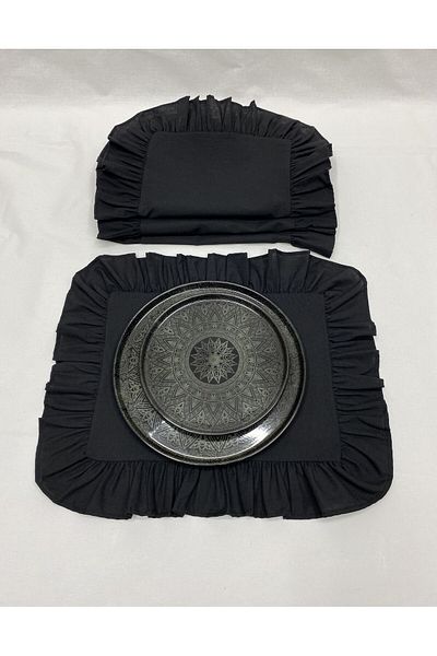 LILYUM Bumbac Poliester Volanat 4 Piese Placă de Servire Americană Dreptunghiulară 35x45 Cm