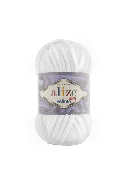 Alize 1 Ball of Velluto Hand Knitting Yarn 100 gr | white 055