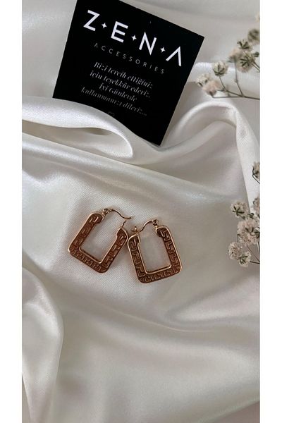 ZENA ACCESSORİES Greek Patterned Square Earrings