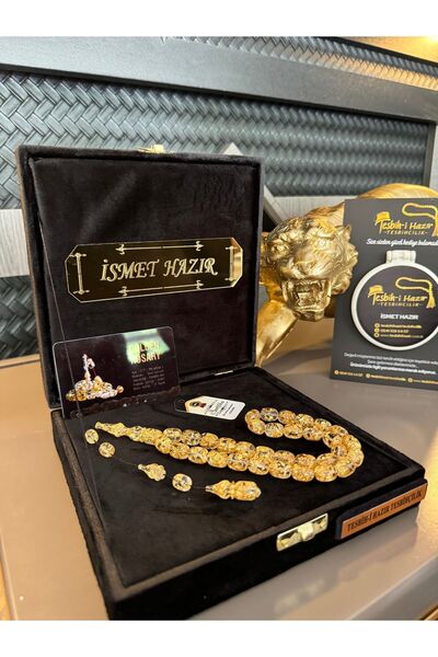 Tesbih-i Hazır Tesbihçilik Sertifikalı Orijinal 24 Ayar Altın Parçacıklı Tesb...