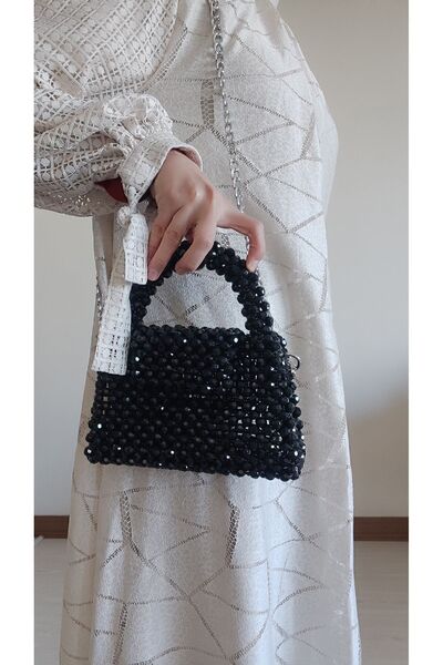 ÇANTA Siyah Kristal Boncuklu