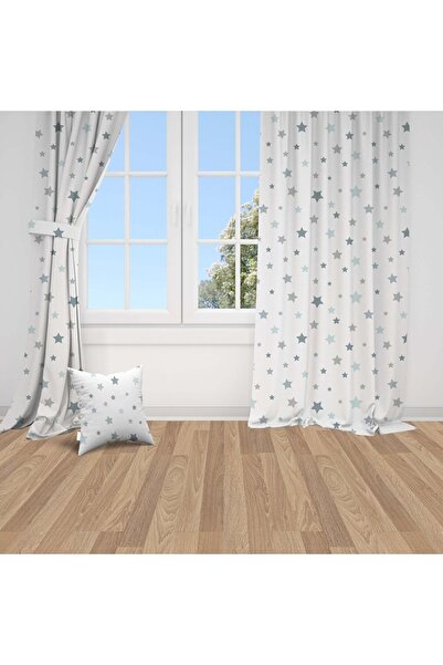 Bebemotto Mavi Yıldız, Beyaz, Mavi, Gri, Ithal Kumaş, Çocuk Ve Bebek Odası Fo...
