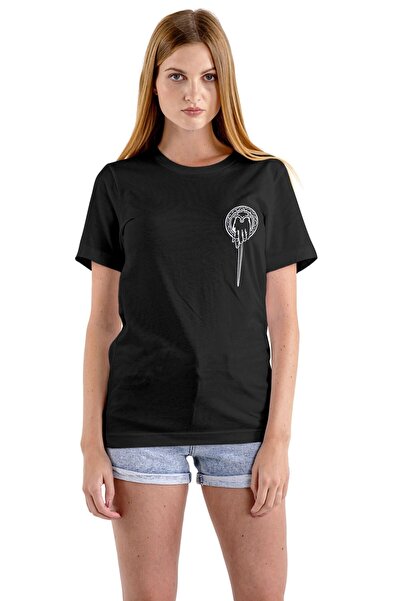 Butik Tricou negru unisex Game Of Thrones - Imprimat cu mâna regelui