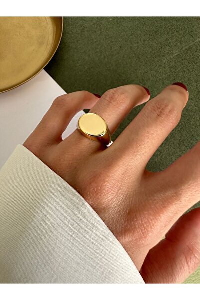 ringbox Gold Oval Kesim Şövalye Yüzük