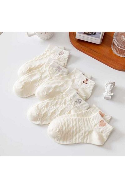 COTAS 5-Piece Women's Booties Socks Set - Reverse Knit Pattern, Stylish and Comfortable