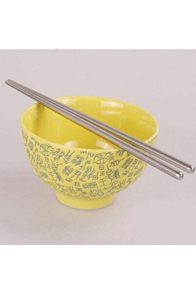 TeknoClass Metal Chopstick Paslanmaz Çelik Çin Çubuğu 5'li Set Yemek Çubukları