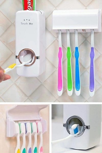 Keyfi Sepet Toothpaste Squeezer And 5-Piece Toothbrush Holder Paste Squeezer Toothbrush Holder