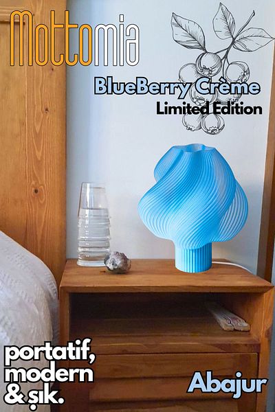 mottomia Limited Edition - Blueberry Creme Modern Minimalist Decorative Lampshade Wired Night and Table Lamp