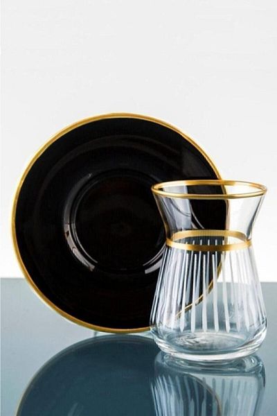 Paşabahçe Irem 12 Piece Tea Set - Bal Gold