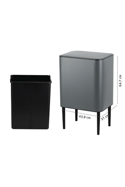 VİP AHMET Nova Touch Trash Can with Compartment, 28Lt, 5 Lt Trash Can Gift Vp-516