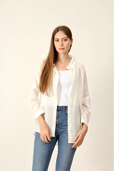 SD LUXURY Oversize Keten Gömlek