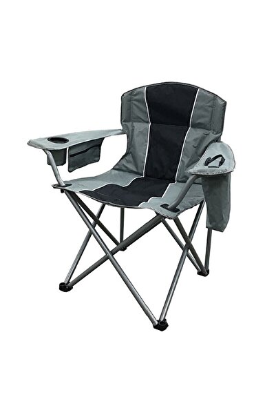 Genel Markalar Xl Katlanır Büyük Kamp Sandalyesi Buz Bölmeli Gri Siyah