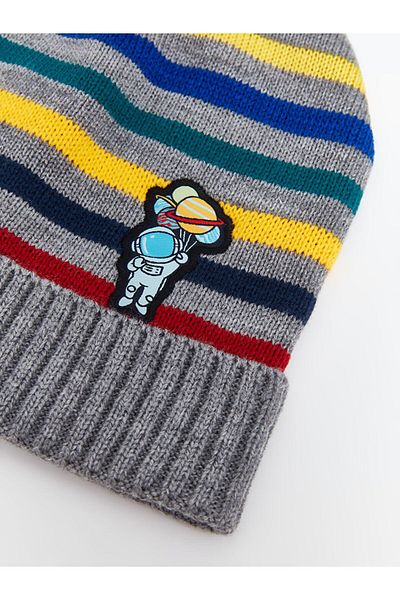 LC Waikiki Stripe Patterned Scarf Beanie and Gloves for Boys