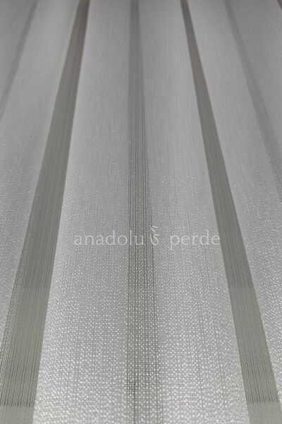 GLOMAR Κουρτίνα από τούλι Ecru Canadian Stripes - 1/3 συμπίεση, βαρύ γραμματικό, με μόλυβδο, κατάλληλο για κάθε δωμάτιο