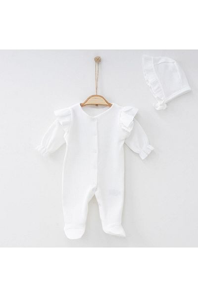 Minimus Newborn Baby Girl Rompers Set Helen Lora Hat Waffle Baby Set Cotton Hospital Outlet