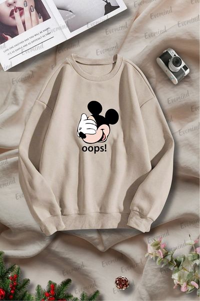 Evomind Oops Printed Unisex Adult and Kids Oversize Sweatshirt - Crew Neck