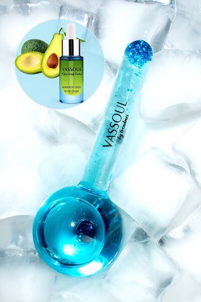 Vassoul Ice Globes Buz Küresi Yüz Masaj Topu – Soğuk Terapi, Cilt Bakımı, Avokado Yağı Hediyeli | Blue