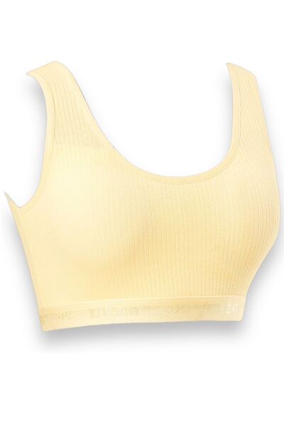 Dondeza 3-Piece Ribbed Padded Bra Half Tank Top Bustier for Young Girl - Wide Strap Training