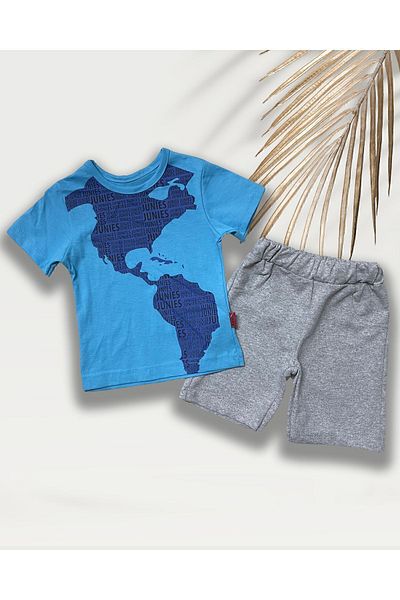 Bebelop Continents Patterned Boys' Summer Shorts Set
