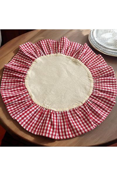 Erba kreasyon 2-Piece American Service Plate - Gingham Pattern and Ruffle