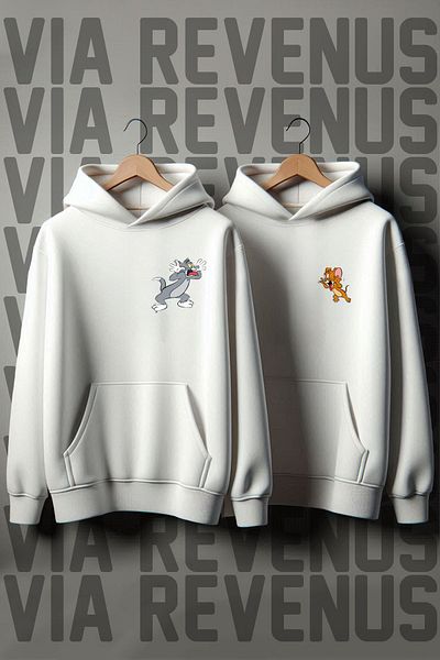 Vordevia Tom and Jerry Printed Oversize Lover Combination Sweatshirt