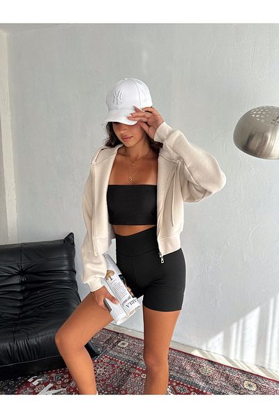 Slim'N Lift Basic Comfort Crop Sweatshirt Made of 3 Thread - Raster