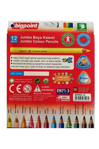 Bigpoint Jumbo Triangle Crayons 12 Colors