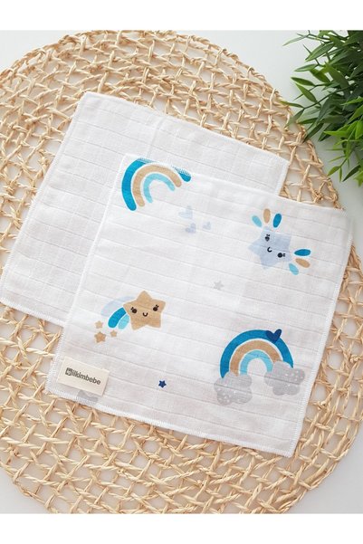 ib ilkimbebe Rainbow Set of 7 Single Layer Muslin Baby Mouth Wipes