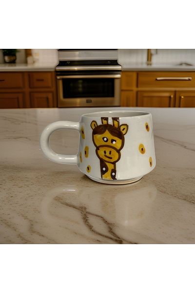 İlbay Çini Takı Giraffe Patterned Ceramic Mug - Double Coffee Cup