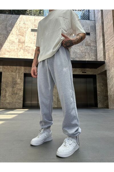 No362 Baggy Stopper Leg Gray Sweatpants - Stwd