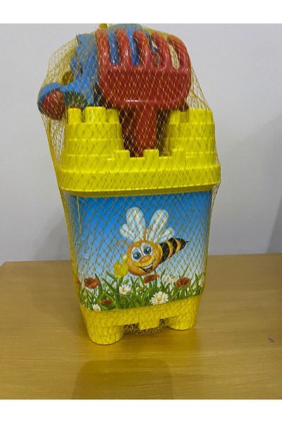 BESTTOYS Large Size Yellow Castle Sand Bucket Set - Sand Figure Toy with Water Bottle