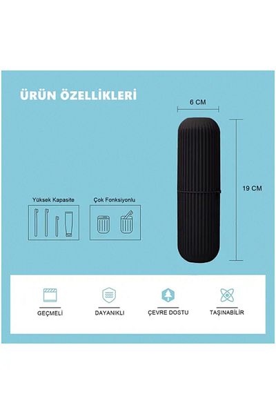 Lova Black Toothbrush and Paste - Travel Storage Container, Multi-Purpose Organizer