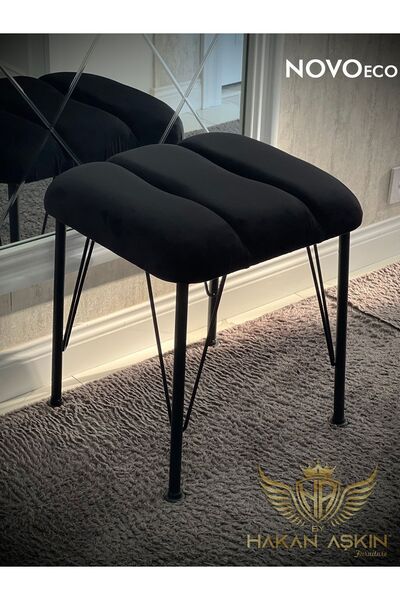 BY HAKAN AŞKIN Metal Ayaklı Novoeco Puf Black 40x45 cm