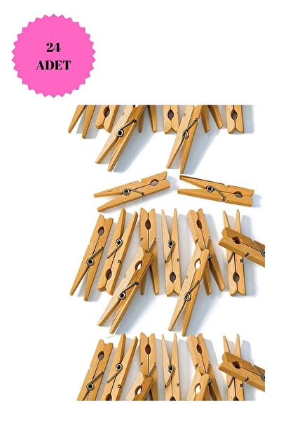 Kitchen Design Lab Ahşap Çamaşır Mandalı Çamaşır Maşası 24 Adet Ağaç Mandal T...